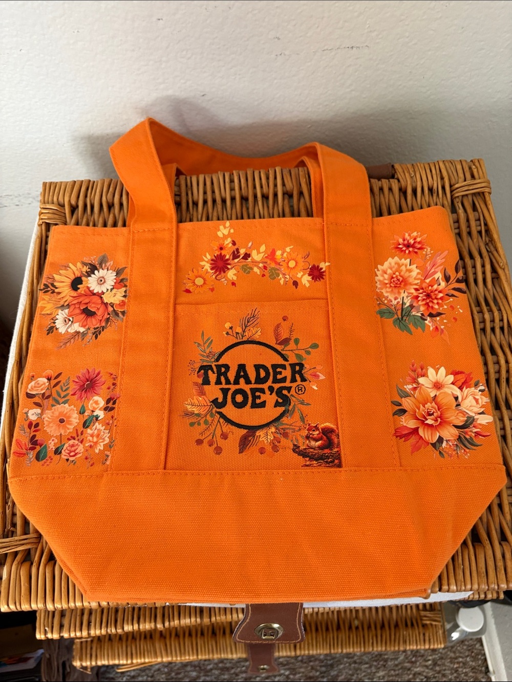 Orange Floral Tote Bag Trader Joe’s